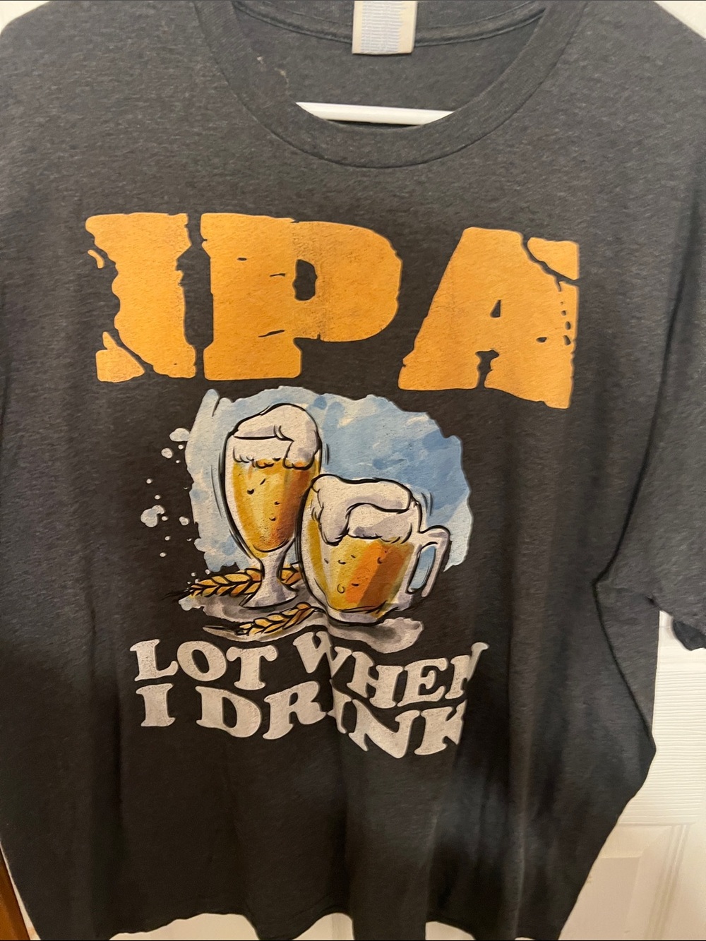 Funny beer, drinking , Charcoal IPA Graphic Short Sleeve Tee - Unbranded